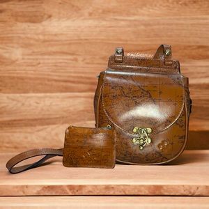 Patricia Nash Rocca Saddle Bag Crossbody + Cardholder in Riot Rust NWT